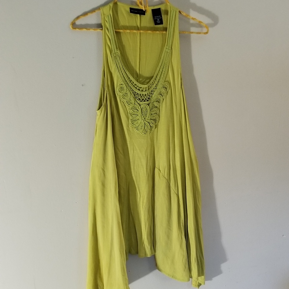 Green tunic length tank top
